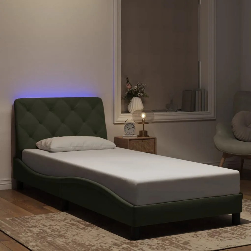 vidaXL Estrutura de cama c/ luzes LED 90x190 cm veludo cinzento-claro