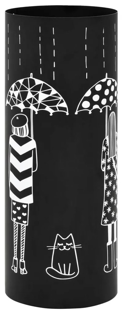 246800 vidaXL Suporte para guarda-chuvas c/ mulheres aço preto