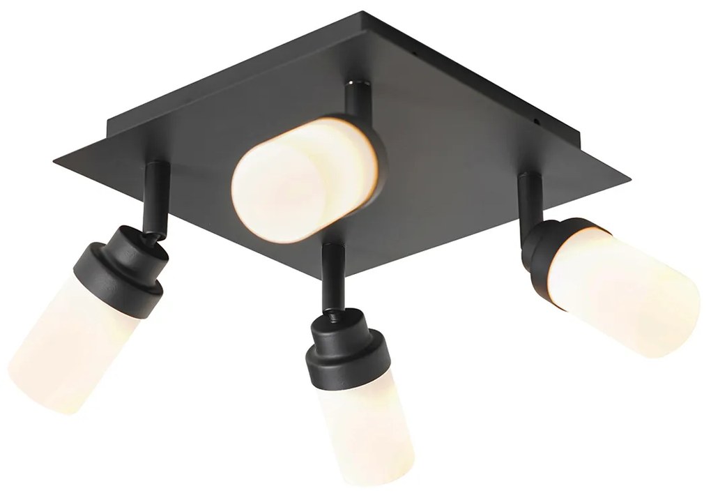 Foco moderno para casa de banho preto 4 luzes IP44 - Japie Moderno
