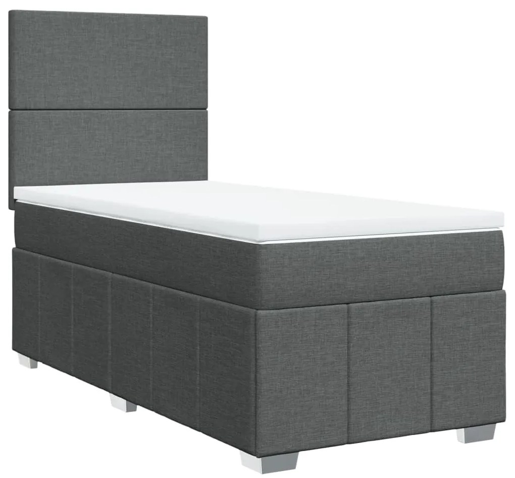 Cama com molas/colchão 90x200 cm tecido cinzento-escuro