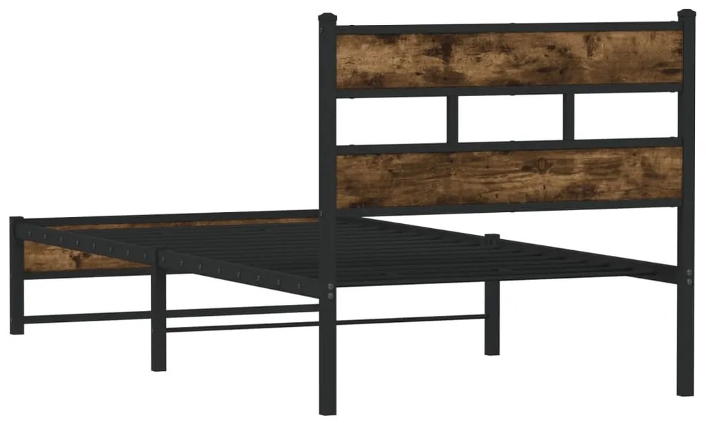 Estrutura de cama sem colchão 90x190 cm metal carvalho fumado