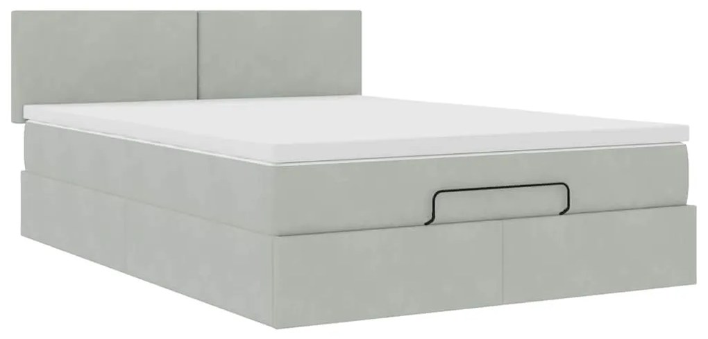Estrutura de cama otomana com colchão 140x200 cm cinzento claro