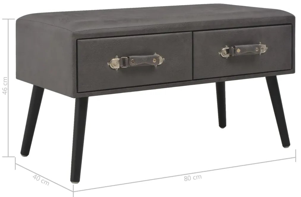Banco com gavetas 80 cm couro artificial cinzento