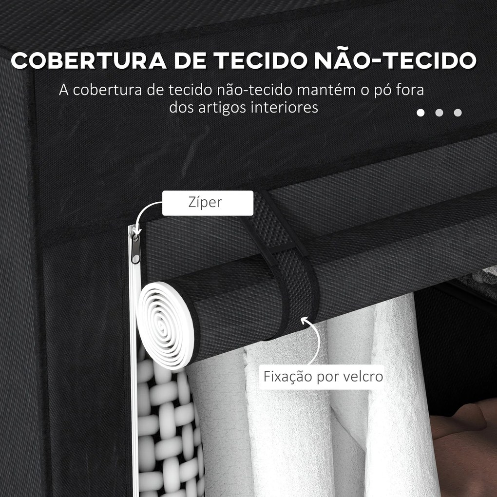Roupeiro de Tecido Dobrável Armário de Roupa Portátil com 6 Prateleira