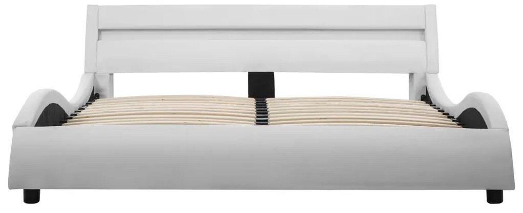 Estrutura de cama com LED 140x200 cm couro artificial branco