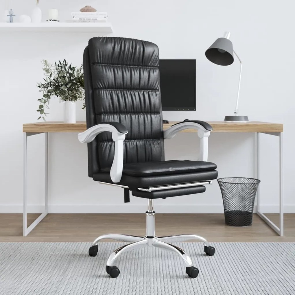 vidaXL Cadeira de escritório reclinável couro artificial preto