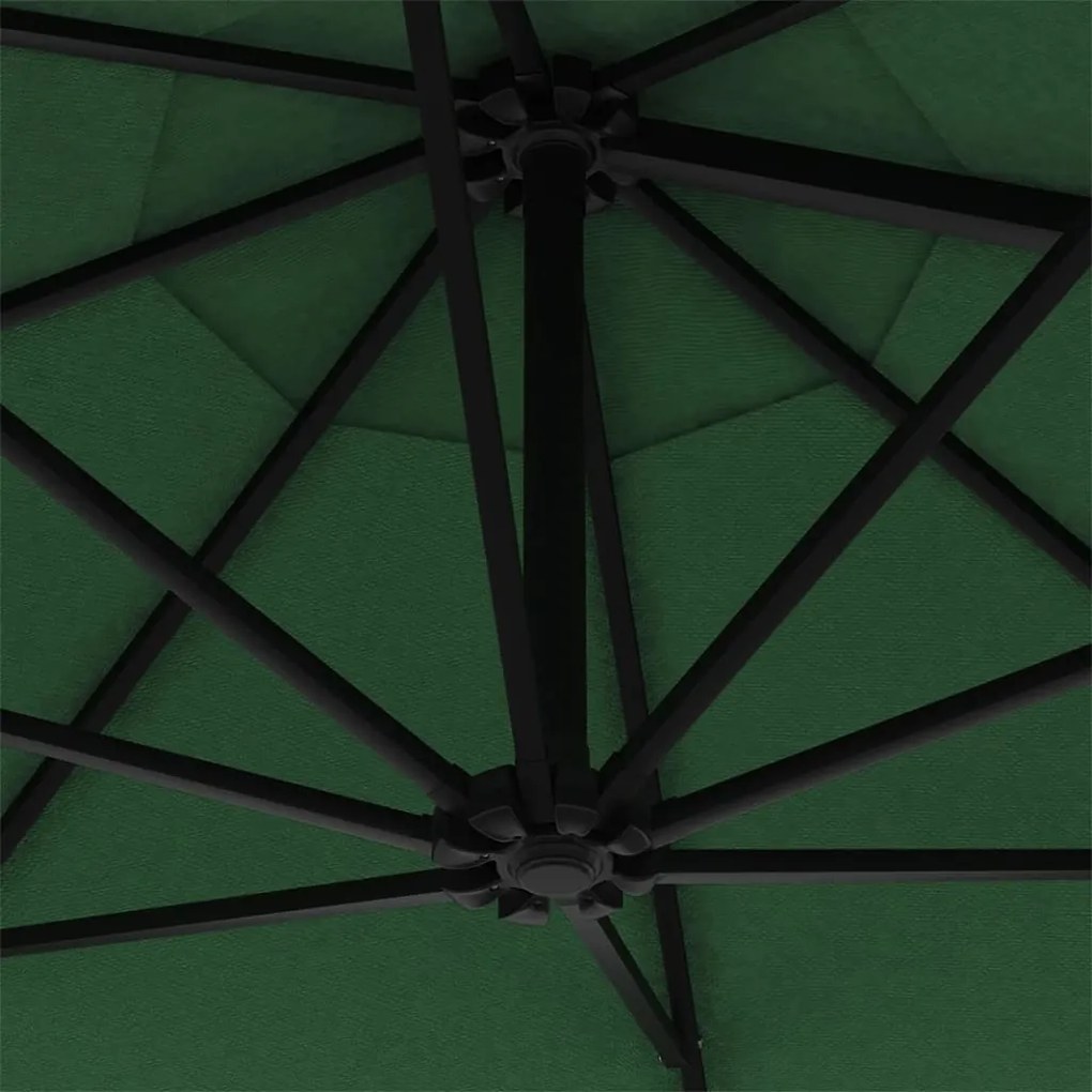 Guarda-sol para jardim de parede com luzes LED 300 cm verde