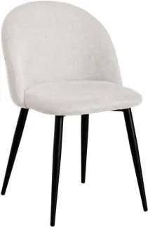 Pack De 4 Cadeiras De Jantar Estofadas E Em Aço Kana Negro & Tecido Branco Quebrado - Sklum