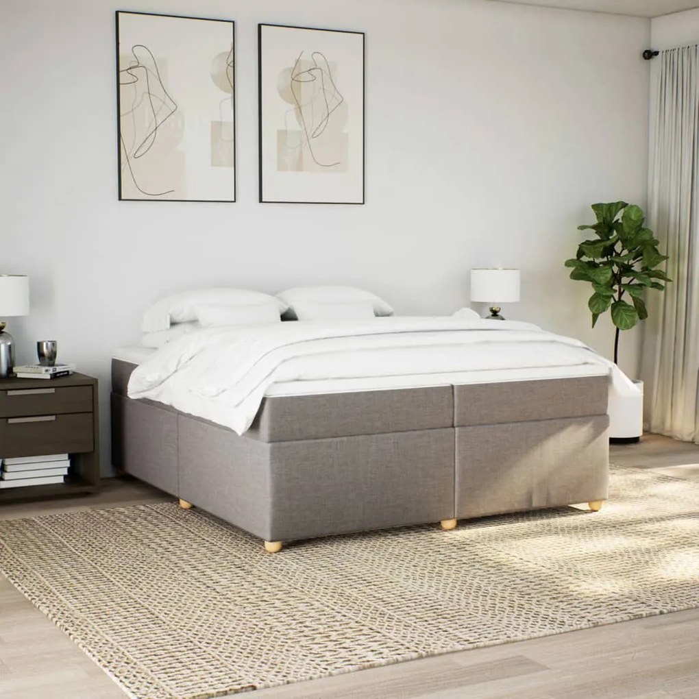 Cama com molas/colchão 200x200 cm tecido castanho-acinzentado