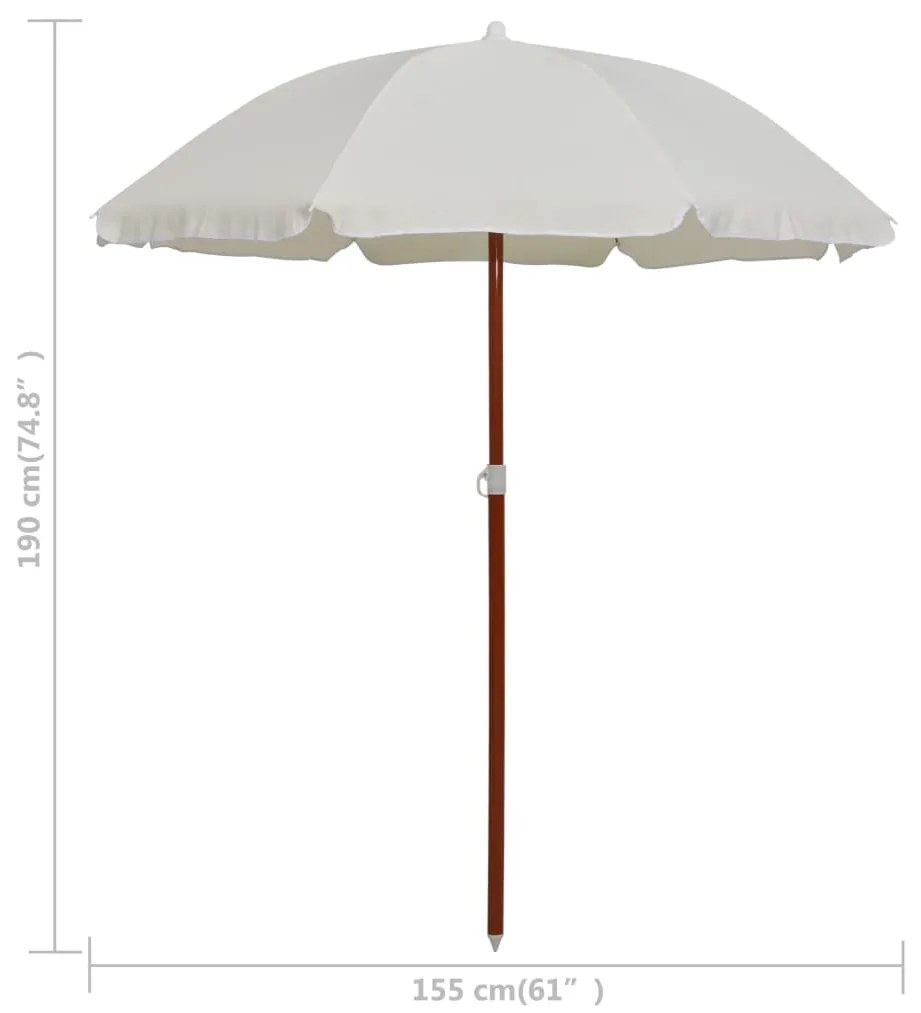 Guarda-sol de jardim com poste de aço 180 cm cor areia