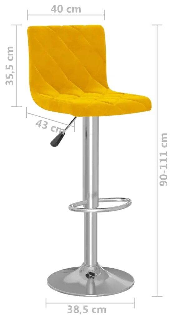 Bancos de bar 2 pcs veludo amarelo mostarda