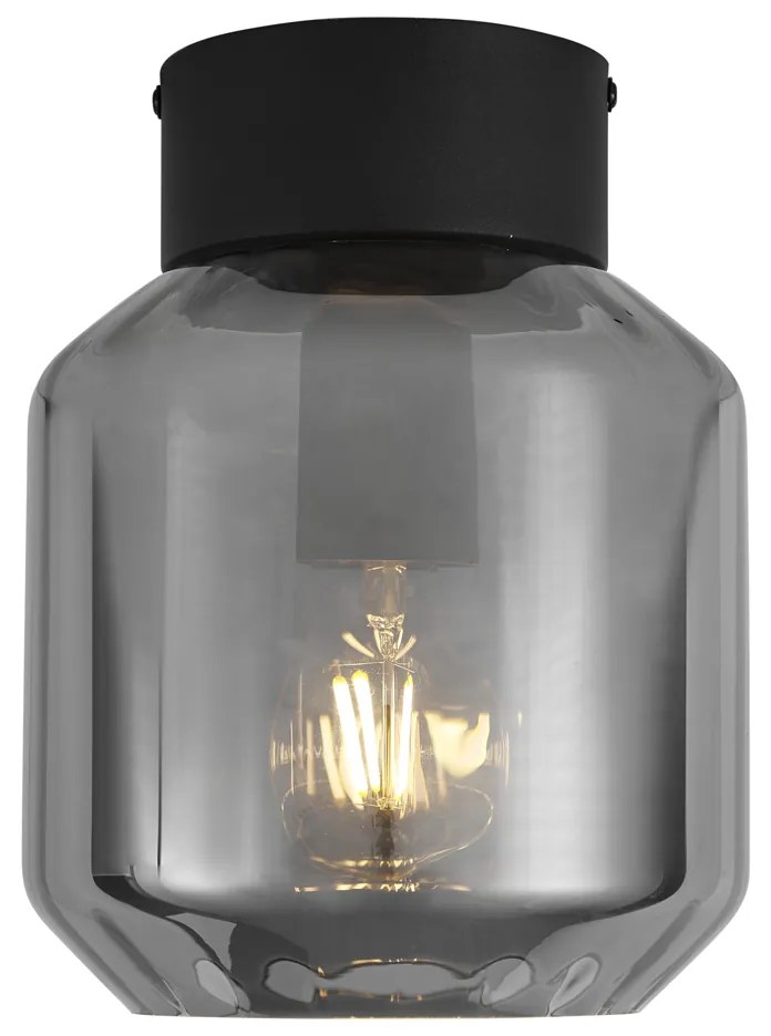 Plafon moderno preto com vidro fumado - Stiklo Moderno