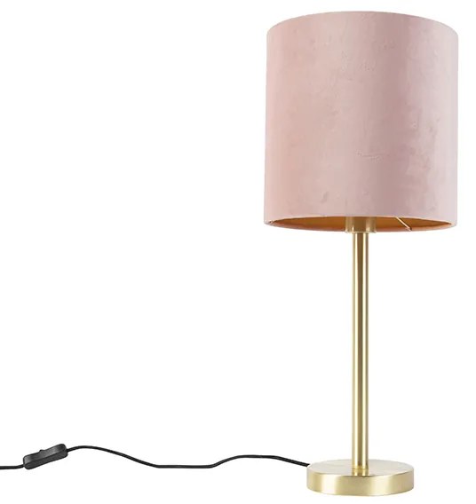 Candeeiro de mesa romântico em latão com tom rosa 25 cm - Simplo Moderno