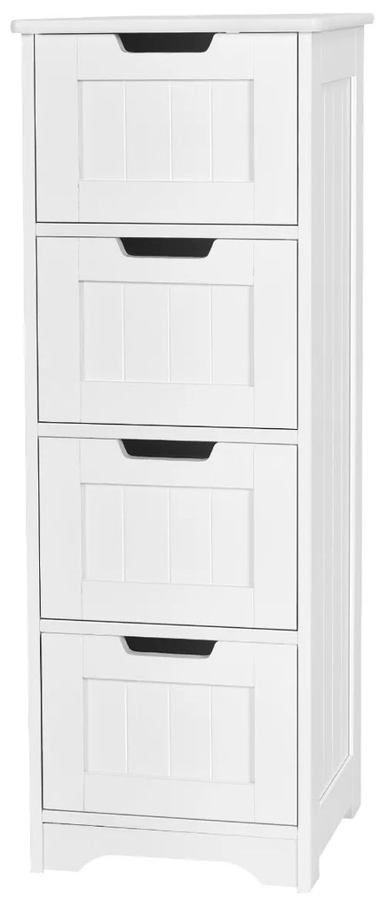 Armário arrumação multifuncional com 4 gavetas para casa de banho, cozinha, quarto, sala 30 x 30 x 83 cm Branco