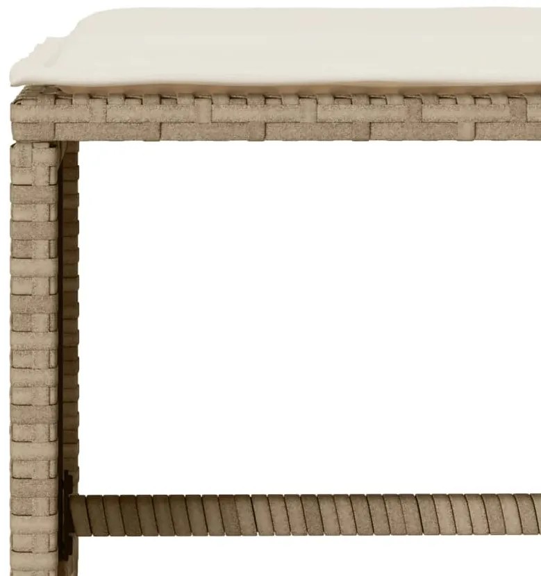 4 pcs conjunto de sofás para jardim c/ almofadões vime PE bege