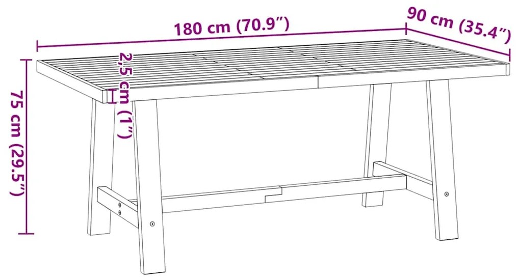 Mesa de jantar NOAIN Pernas em forma A 180x90x75cm pinho maciço