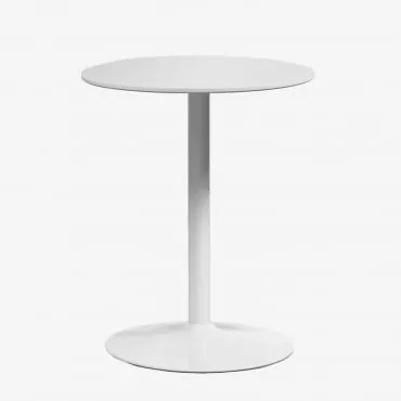 Mesa De Jantar Redonda Em Mdf E Metal Yvetta Branco & Ø60 Cm & Branco - Sklum