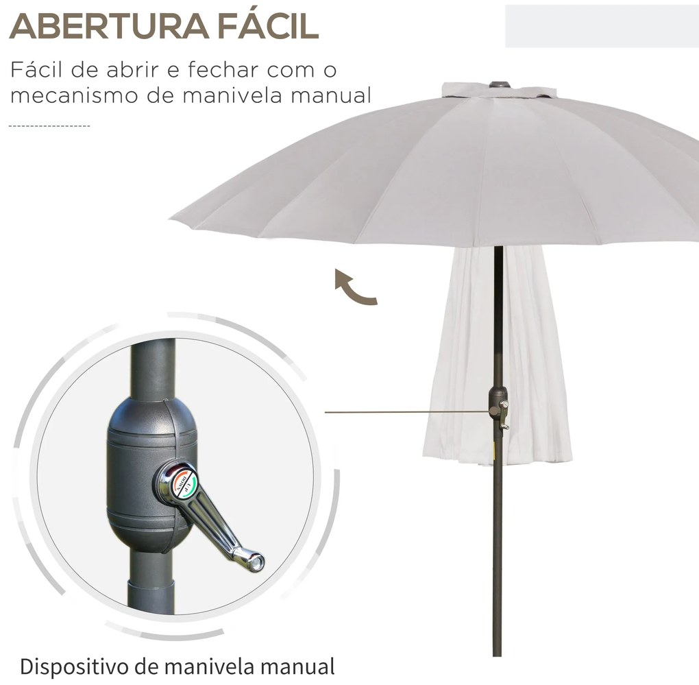 Chapéu de Sol de Jardim Ø2,5x2,4 m Chapéu de Sol de Terraço com Manive