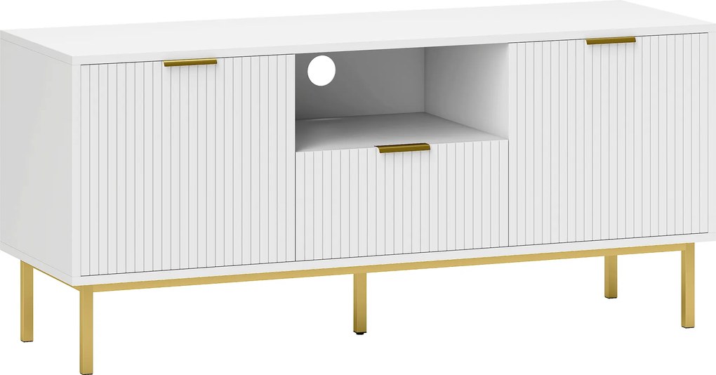 HOMCOM Móvel para TV, móvel para televisão de 101,6 cm com 2 portas de fecho suave, gaveta e compartimento aberto, 120x39x54cm, branco | Aosom Portugal