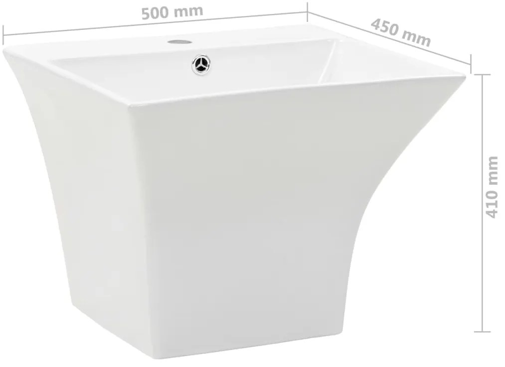 Lavatório de parede em cerâmica 500x450x410 mm branco