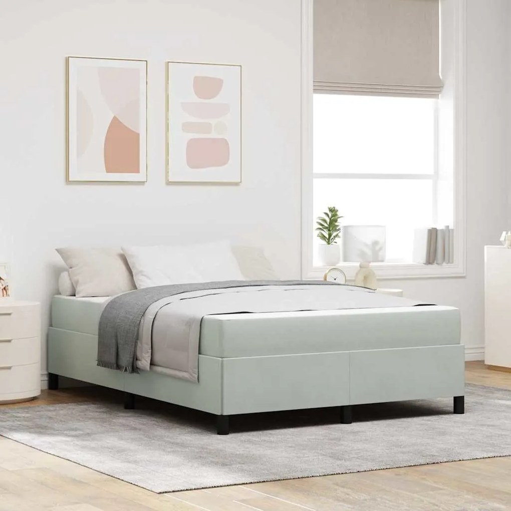 vidaXL Estrutura da Cama Branco e Cinza Claro 140 x 190 cm Veludo