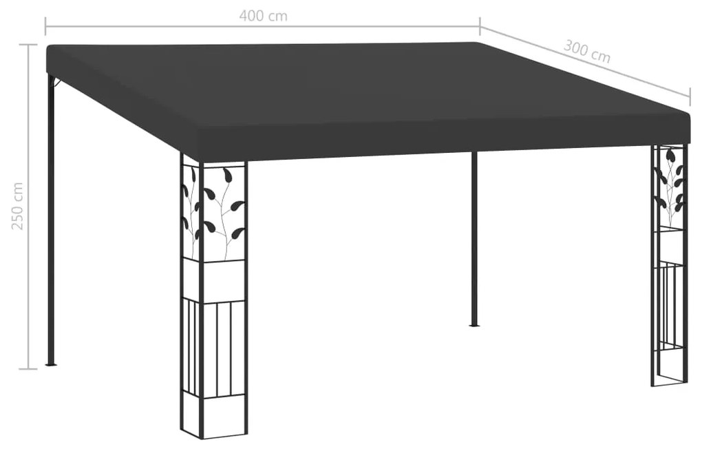 Gazebo de parede 4x3x2,5 m antracite