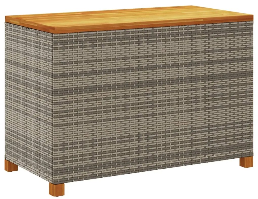 Caixa arrumação jardim 110x55x63 cm vime PE/acácia maciça cinza