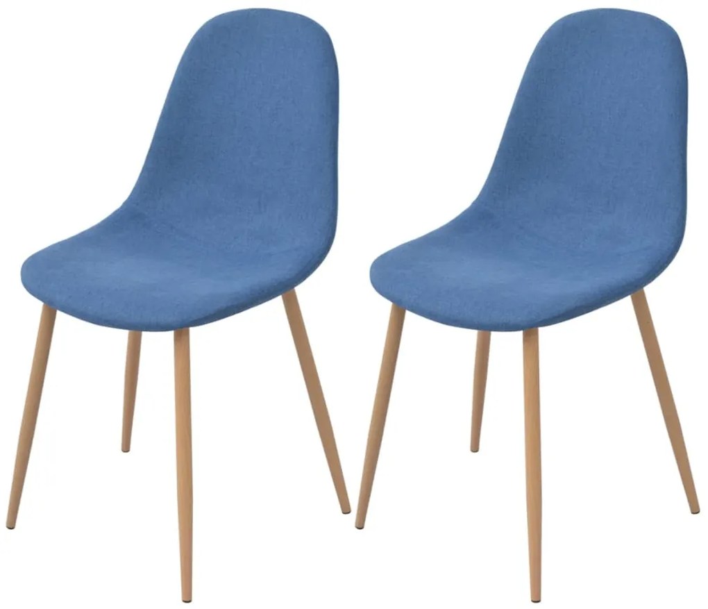 vidaXL Cadeiras de jantar 2 pcs tecido azul