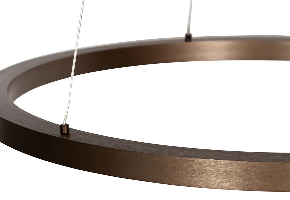 Candeeiro de suspensão bronze 60 cm incl. LED 3-níveis de dimmer - Girello Design