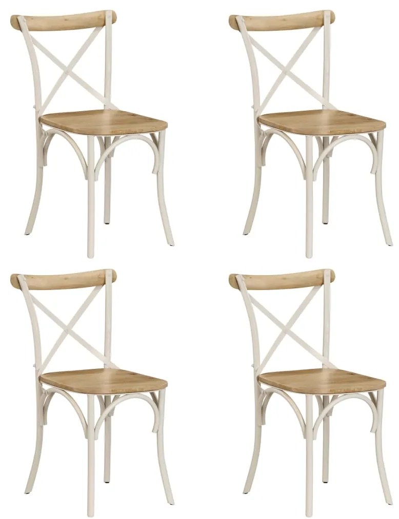 vidaXL Cadeiras costas em cruz 4 pcs madeira mangueira maciça branco