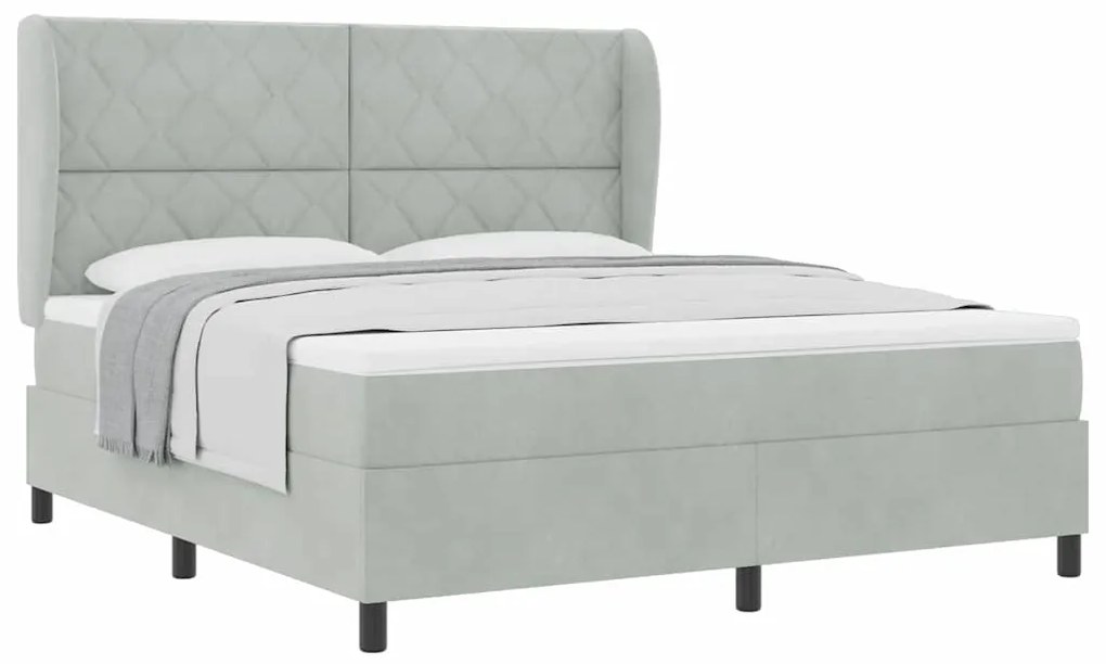 Cama com Estrado e Colchão Cinza Claro 180x200 cm em Veludo