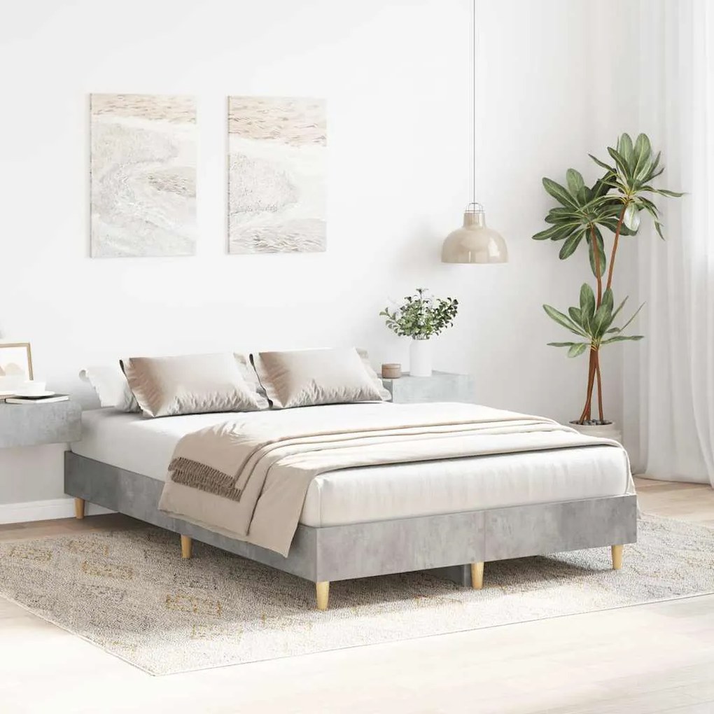 Estrutura de cama sem colchão 140x190 cm cinza cimento