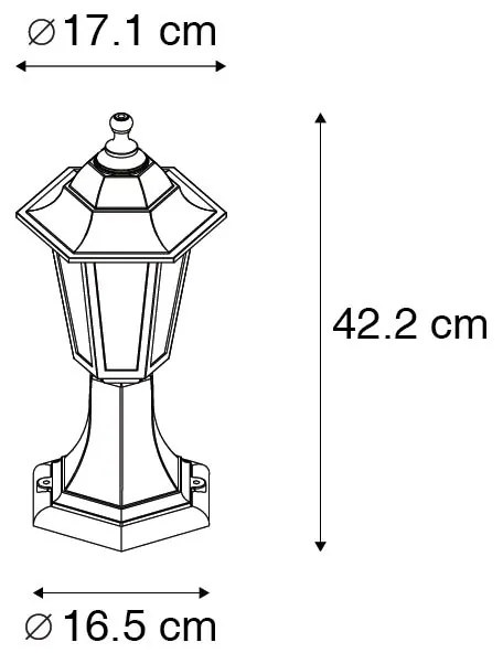 Candeeiro de pé clássico para exterior preto 42,2 cm IP44 - New Haven Clássico / Antigo,Country / Rústico