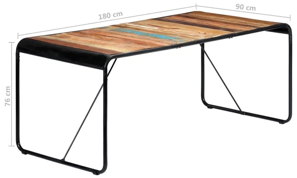 Mesa de jantar 180x90x76 cm madeira recuperada maciça