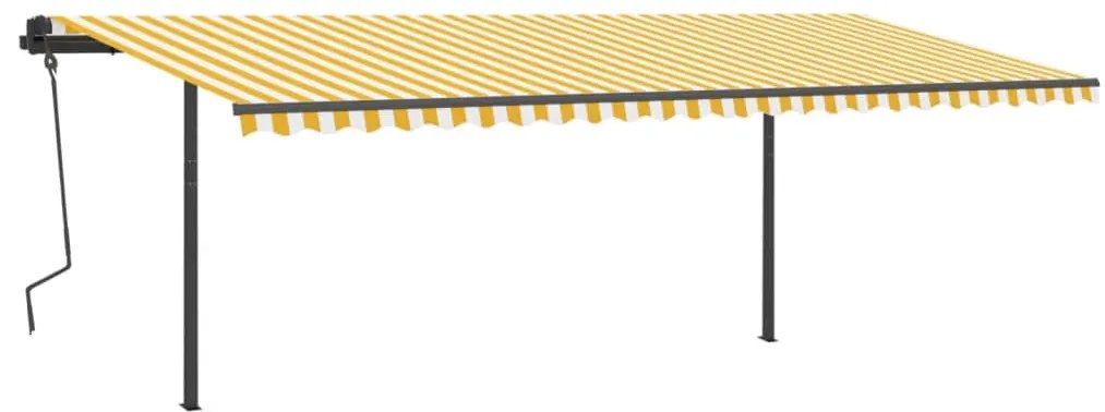 Toldo retrátil automático com postes 6x3,5 m amarelo e branco