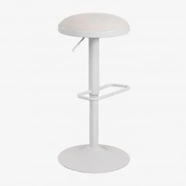 Pacote De 2 Bancos Altos Ajustáveis Em Metal E Tecido Igarasi Branco - Tapioca Bege - Sklum