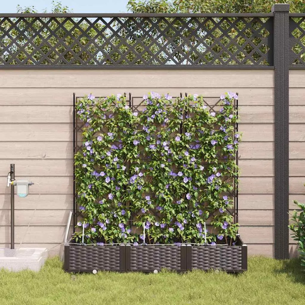 vidaXL Jardineiras com Sistema de Irrigação - 3 Peças Castanhas.