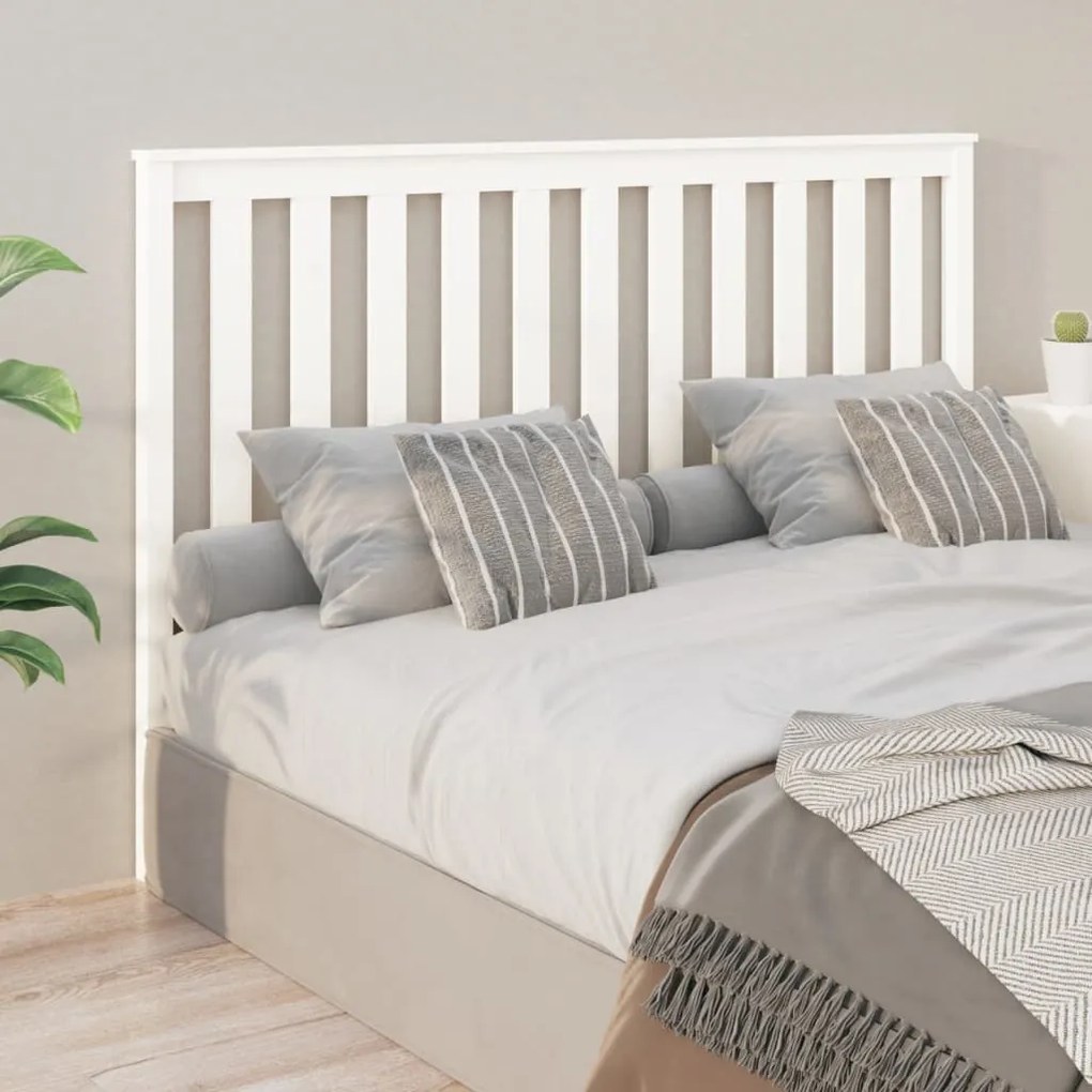 vidaXL Cabeceira de cama 156x6x101 cm pinho maciço branco