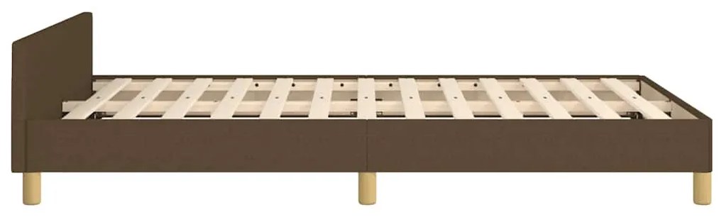 Estrutura de cama sem colchão 120x200 cm tecido castanho-escuro
