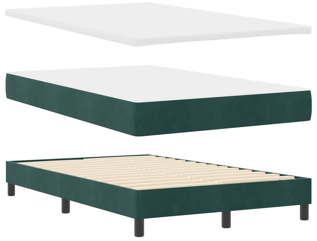 Cama Box com Colchão vidaXL Verde Escuro Pequeno Duplo Veludo