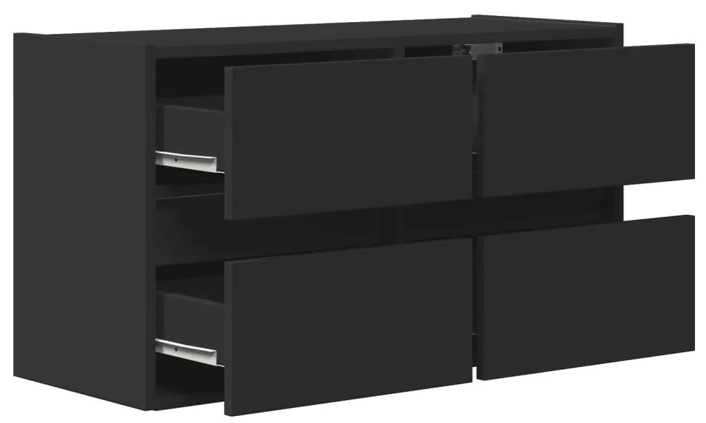 Móvel de parede para TV com luzes LED 80x31x45 cm preto