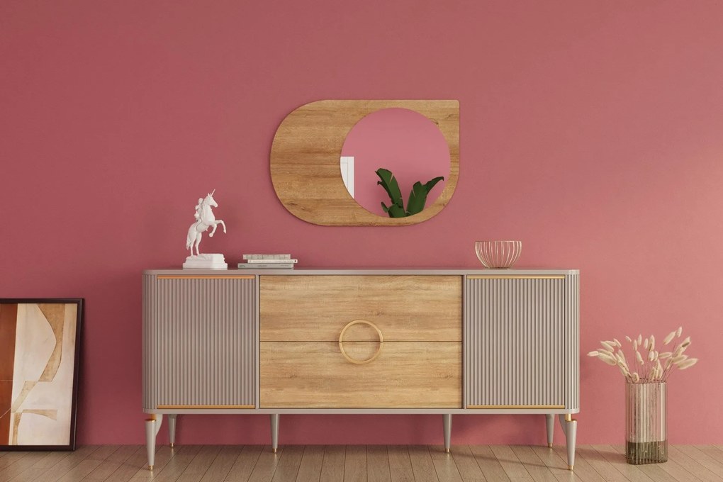 Espelho "Pubble" - 60 x 90 x 2,2 cm - Carvalho Safira - Design Moderno