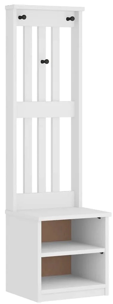 Árvore de Hall SANDNES Branca 45x40x159,5 cm Madeira Maciça de Pinho