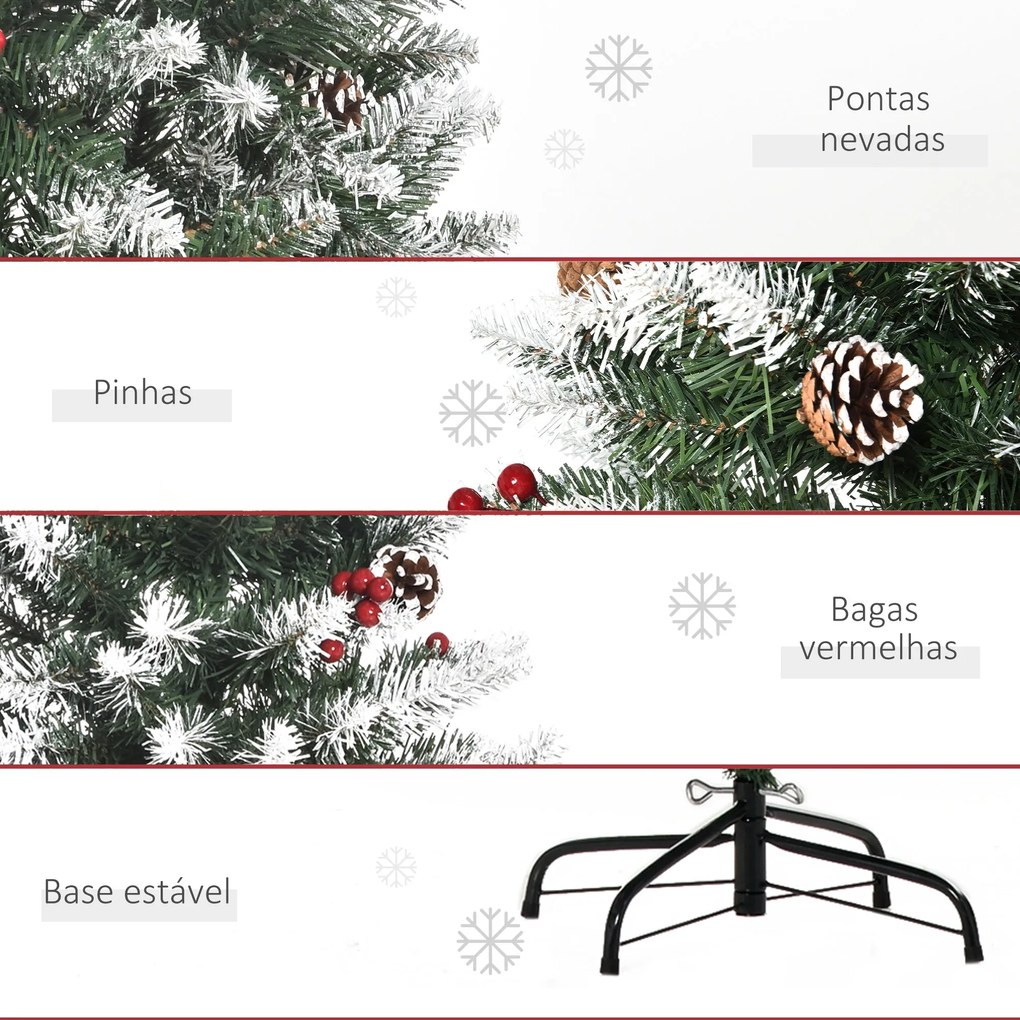 HOMCOM Árvore de Natal Artificial 150cm Ignífugo com 408 Ramos 28 Baga