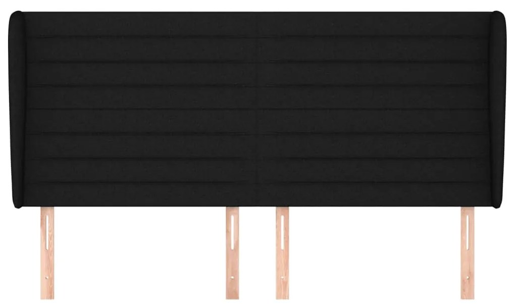 Cabeceira de cama c/ abas tecido 183x23x118/128 cm preto