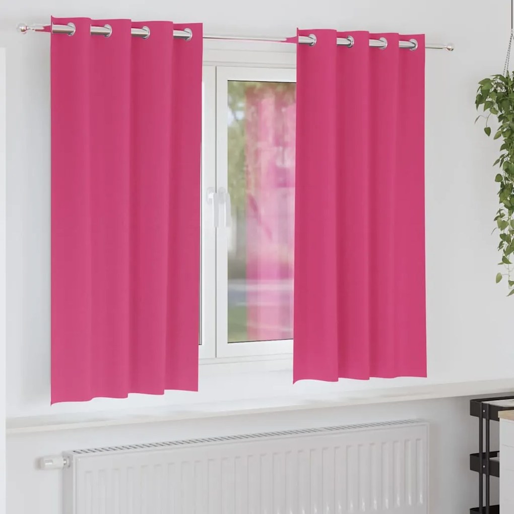 vidaXL Cortinas Blackout com Argolas 2 pcs Rosa Brilhante 175 x 140 cm