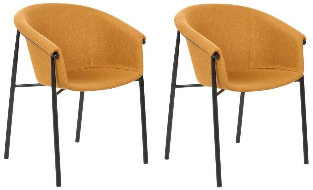 Conjunto de 2 cadeiras de jantar em tecido laranja AMES Beliani