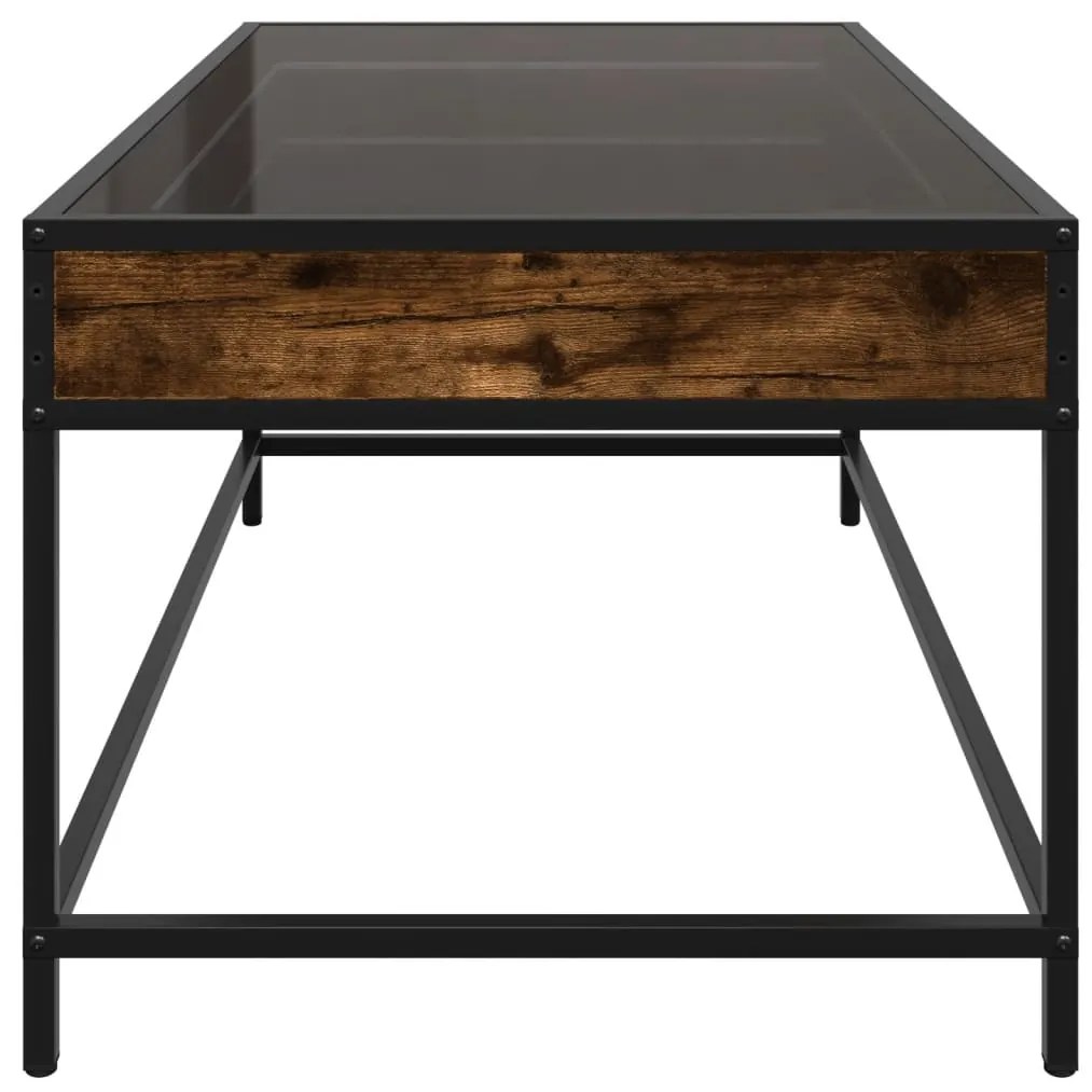 Mesa de centro luzes LED Infinity 90x50x41 cm carvalho fumado