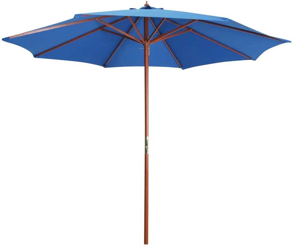 vidaXL Guarda-sol com mastro de madeira 300x258 cm azul