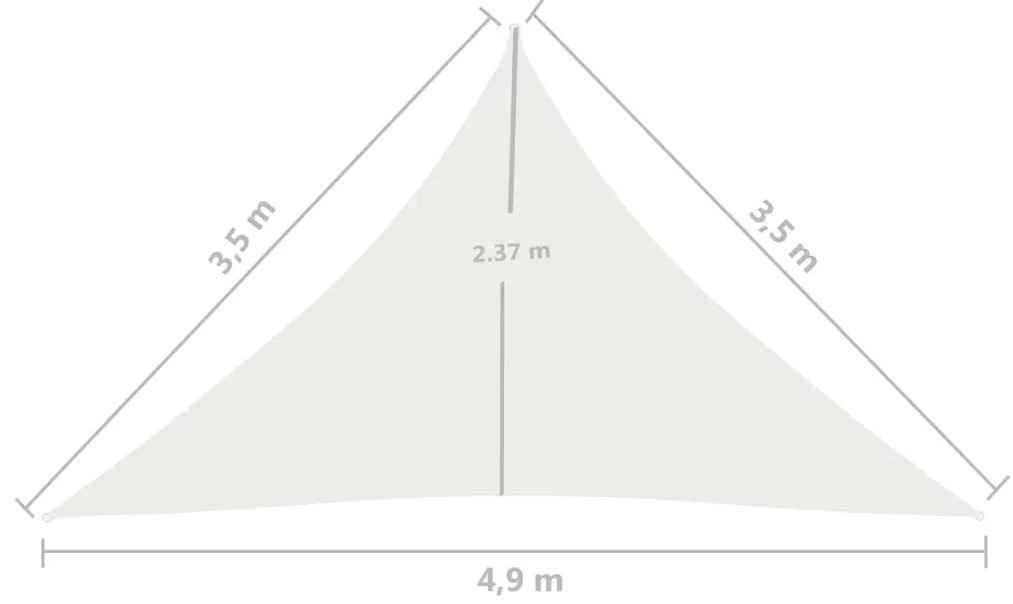 Para-sol estilo vela 160 g/m² 3,5x3,5x4,9 m PEAD branco